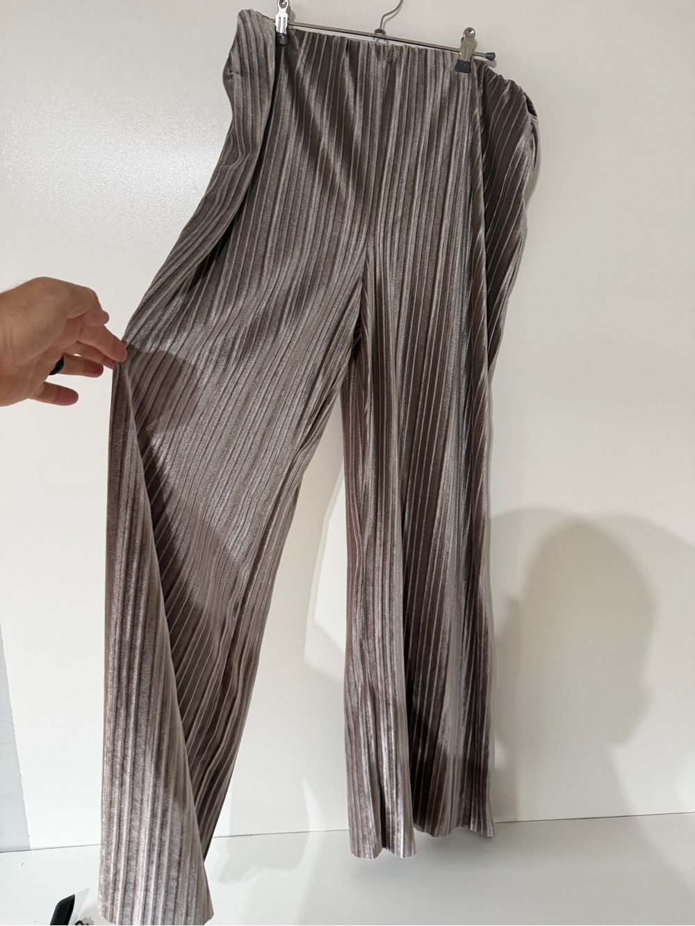a new day Metallic Taupe Pleated Wide-Leg Pants